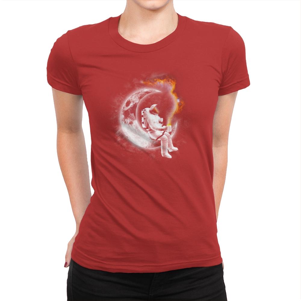 Space Coffee Break - Womens Premium T-Shirts RIPT Apparel Small / Red