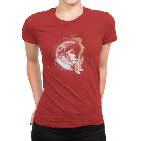 Space Coffee Break - Womens Premium T-Shirts RIPT Apparel Small / Red