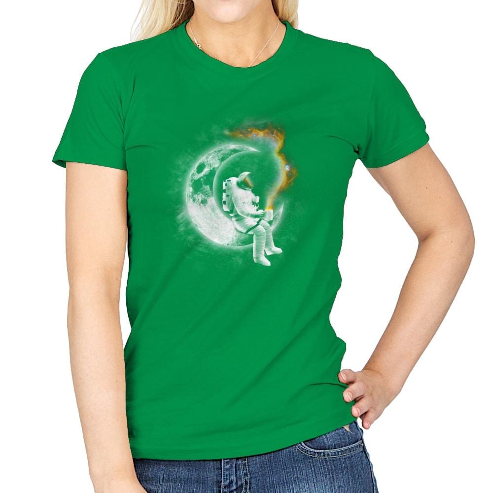 Space Coffee Break - Womens T-Shirts RIPT Apparel Small / Irish Green