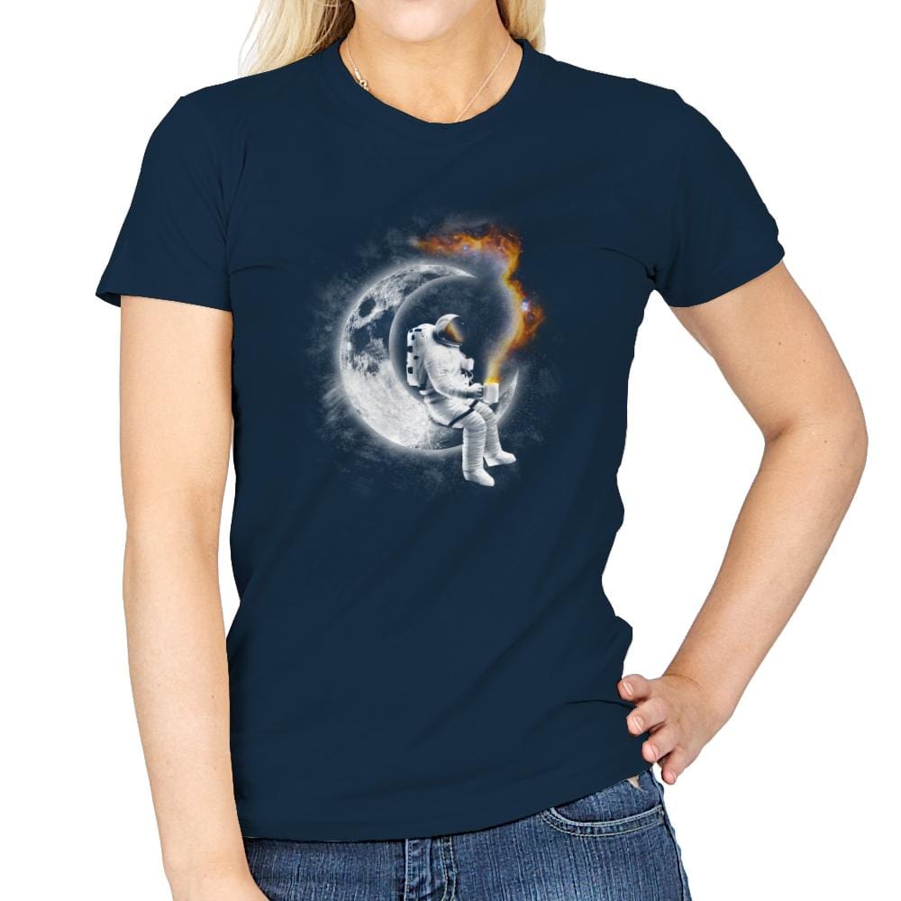 Space Coffee Break - Womens T-Shirts RIPT Apparel Small / Navy