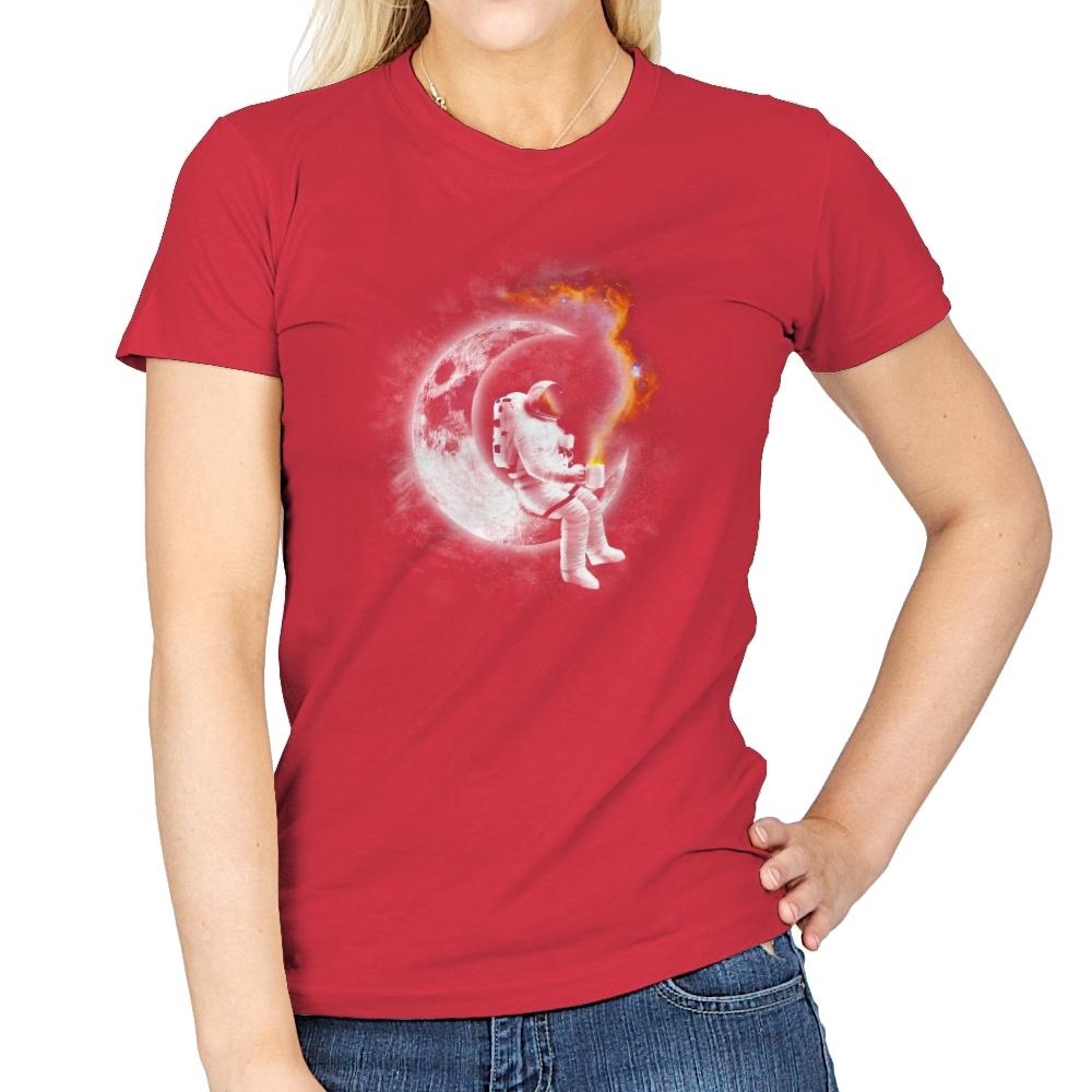 Space Coffee Break - Womens T-Shirts RIPT Apparel Small / Red