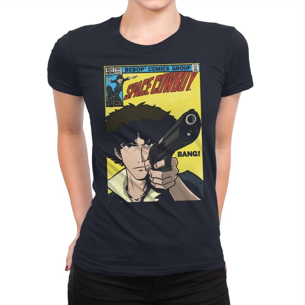 Space Comic - Womens Premium T-Shirts RIPT Apparel Small / Midnight Navy