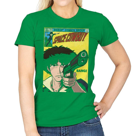 Space Comic - Womens T-Shirts RIPT Apparel Small / Irish Green