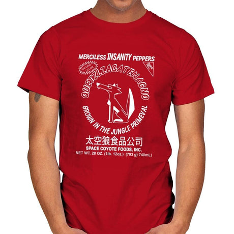 Space Coyote Sriracha - Mens T-Shirts RIPT Apparel Small / Red
