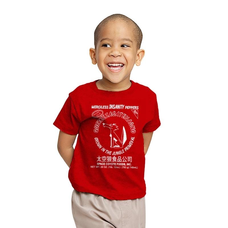 Space Coyote Sriracha - Youth T-Shirts RIPT Apparel X-small / Red