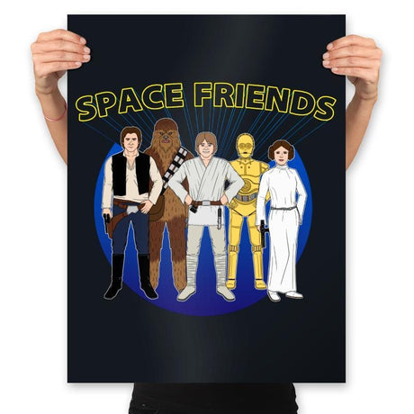Space Friends - Prints Posters RIPT Apparel 18x24 / Black