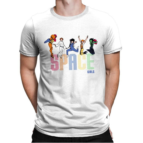 Space Girls - Mens Premium T-Shirts RIPT Apparel Small / White