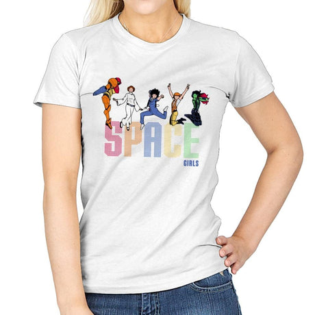 Space Girls - Womens T-Shirts RIPT Apparel Small / White