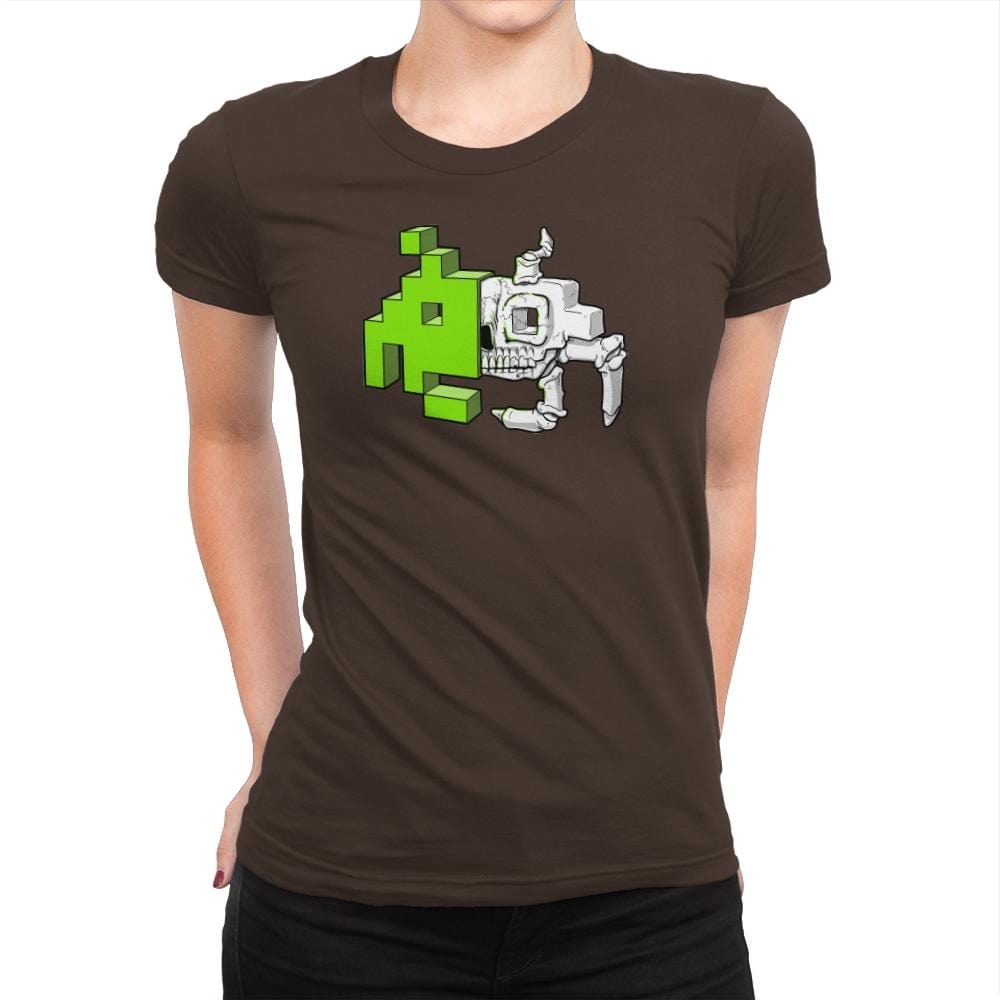 Space Invader Anatomy Exclusive - Womens Premium T-Shirts RIPT Apparel Small / Dark Chocolate