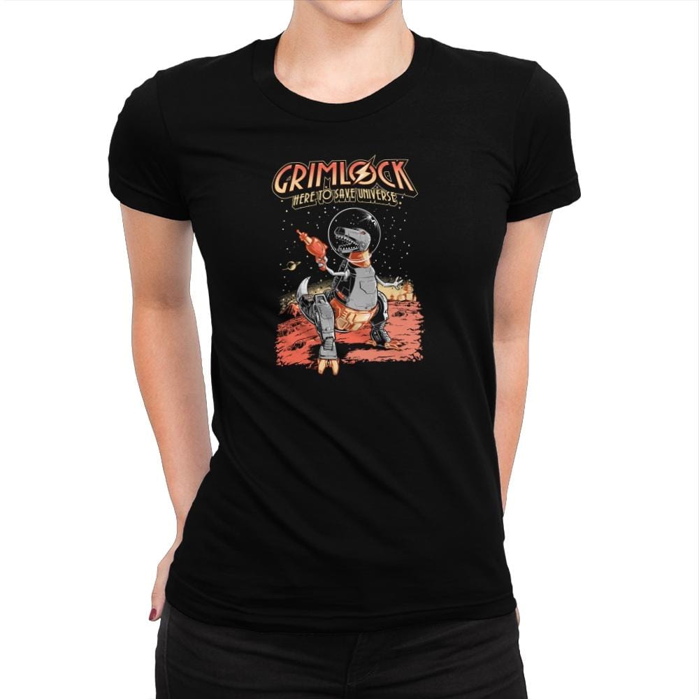 Space T-rex - 80s Blaarg - Womens Premium T-Shirts RIPT Apparel Small / Indigo