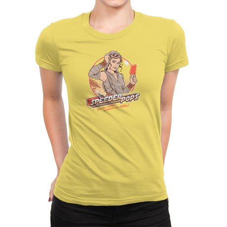 Speeder Pops Exclusive - Womens Premium T-Shirts RIPT Apparel Small / Vibrant Yellow