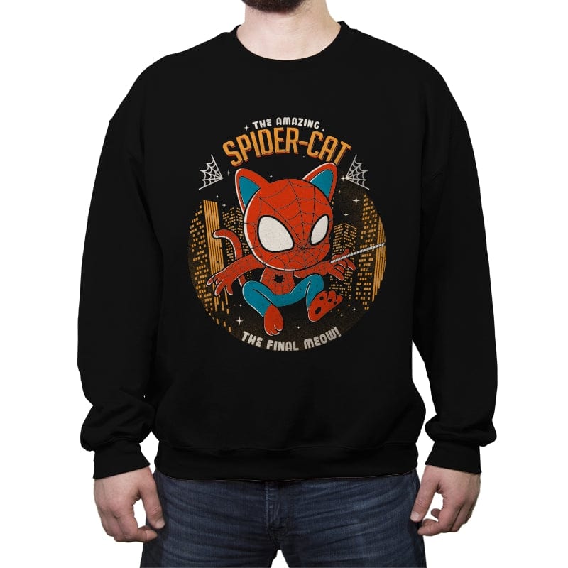 Spider Cat - Crew Neck Sweatshirt Crew Neck Sweatshirt RIPT Apparel Small / Black