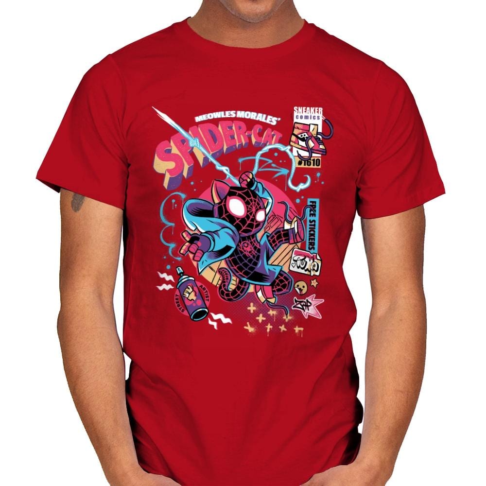 Spider-cat - Mens T-Shirts RIPT Apparel Small / Red