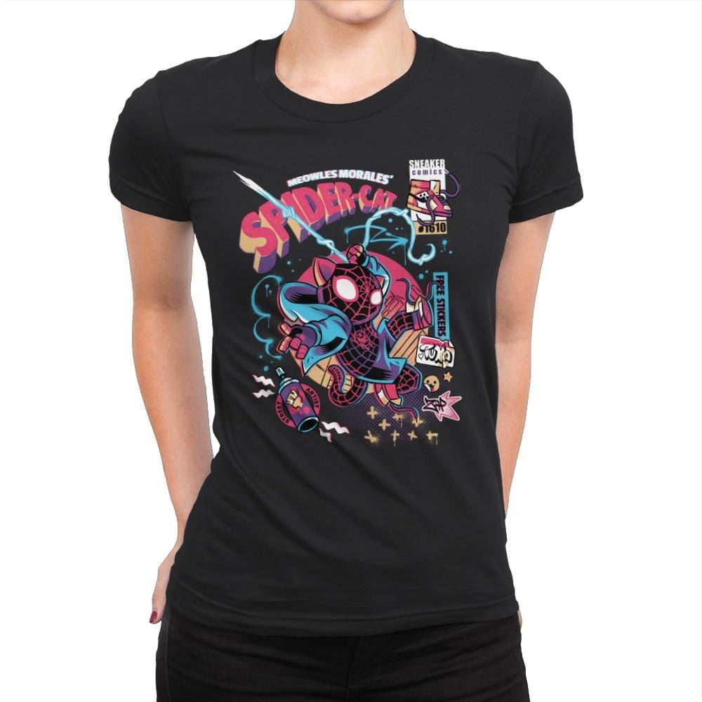 Spider-cat - Womens Premium T-Shirts RIPT Apparel Small / Black