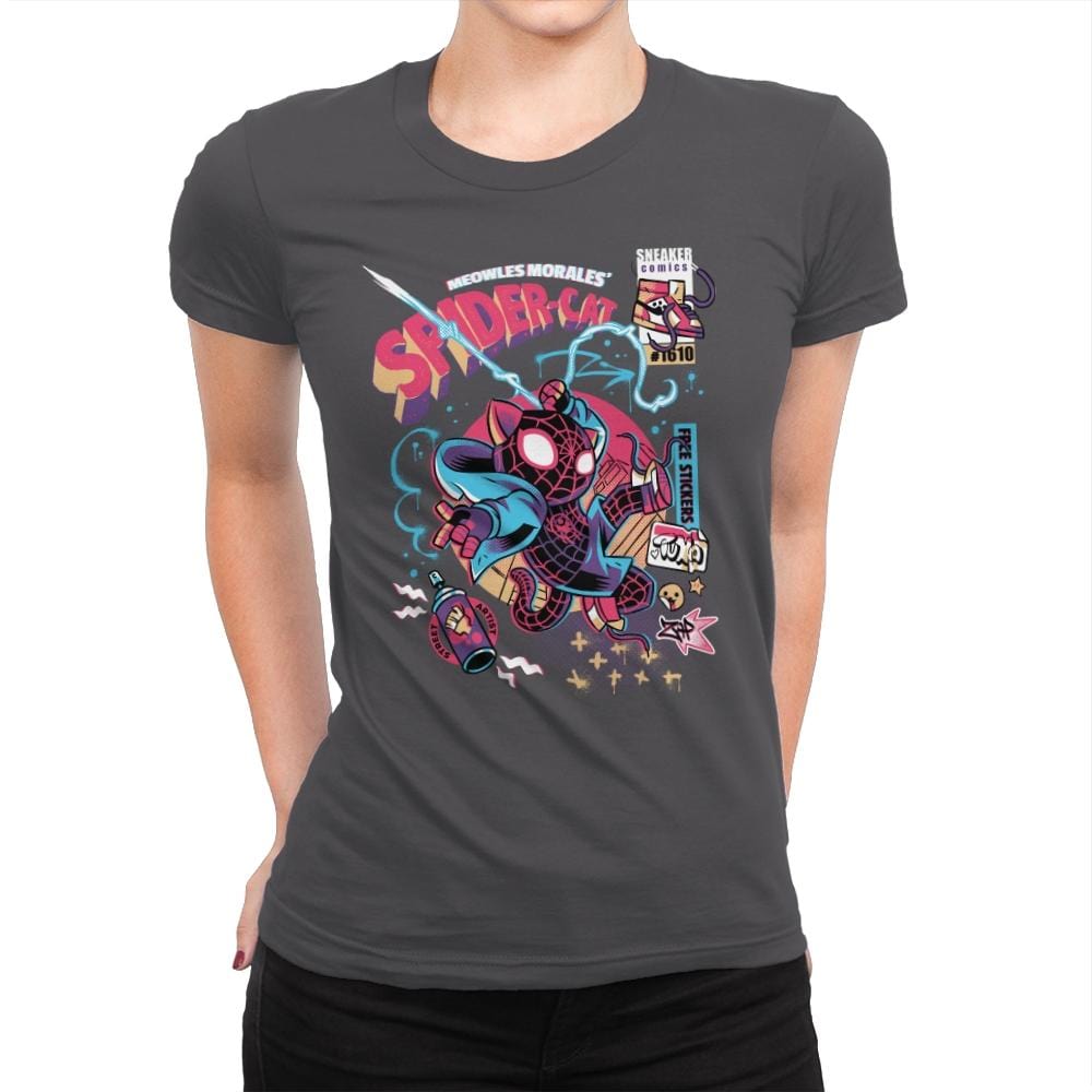 Spider-cat - Womens Premium T-Shirts RIPT Apparel Small / Heavy Metal