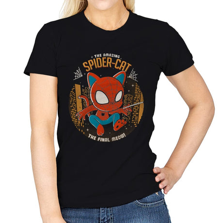 Spider Cat - Womens T-Shirts RIPT Apparel Small / Black