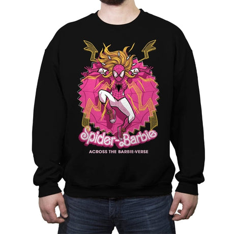 Spider Doll Verse - Comic Mashup - Crew Neck Sweatshirt Crew Neck Sweatshirt RIPT Apparel Small / Black