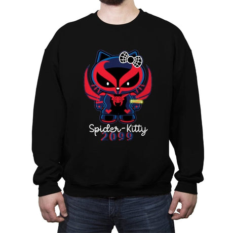 Spider-Kitty 2099 - Crew Neck Sweatshirt Crew Neck Sweatshirt RIPT Apparel Small / Black