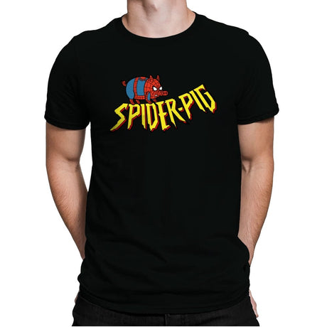 Spider-Pig, Spider-Pig - Mens Premium T-Shirts RIPT Apparel Small / Black