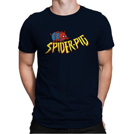 Spider-Pig, Spider-Pig - Mens Premium T-Shirts RIPT Apparel Small / Midnight Navy