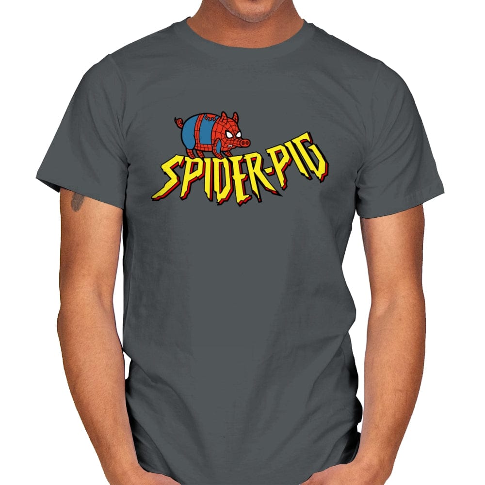 Spider-Pig, Spider-Pig - Mens T-Shirts RIPT Apparel Small / Charcoal