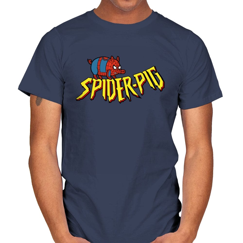 Spider-Pig, Spider-Pig - Mens T-Shirts RIPT Apparel Small / Navy