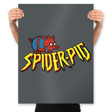 Spider-Pig, Spider-Pig - Prints Posters RIPT Apparel 18x24 / Charcoal
