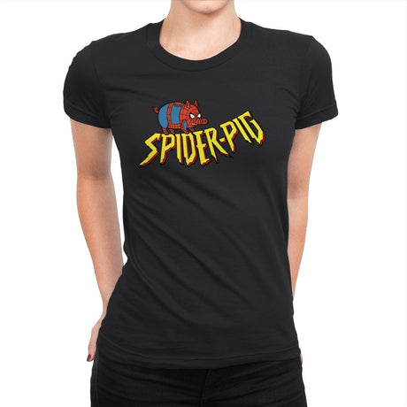 Spider-Pig, Spider-Pig - Womens Premium T-Shirts RIPT Apparel Small / Black
