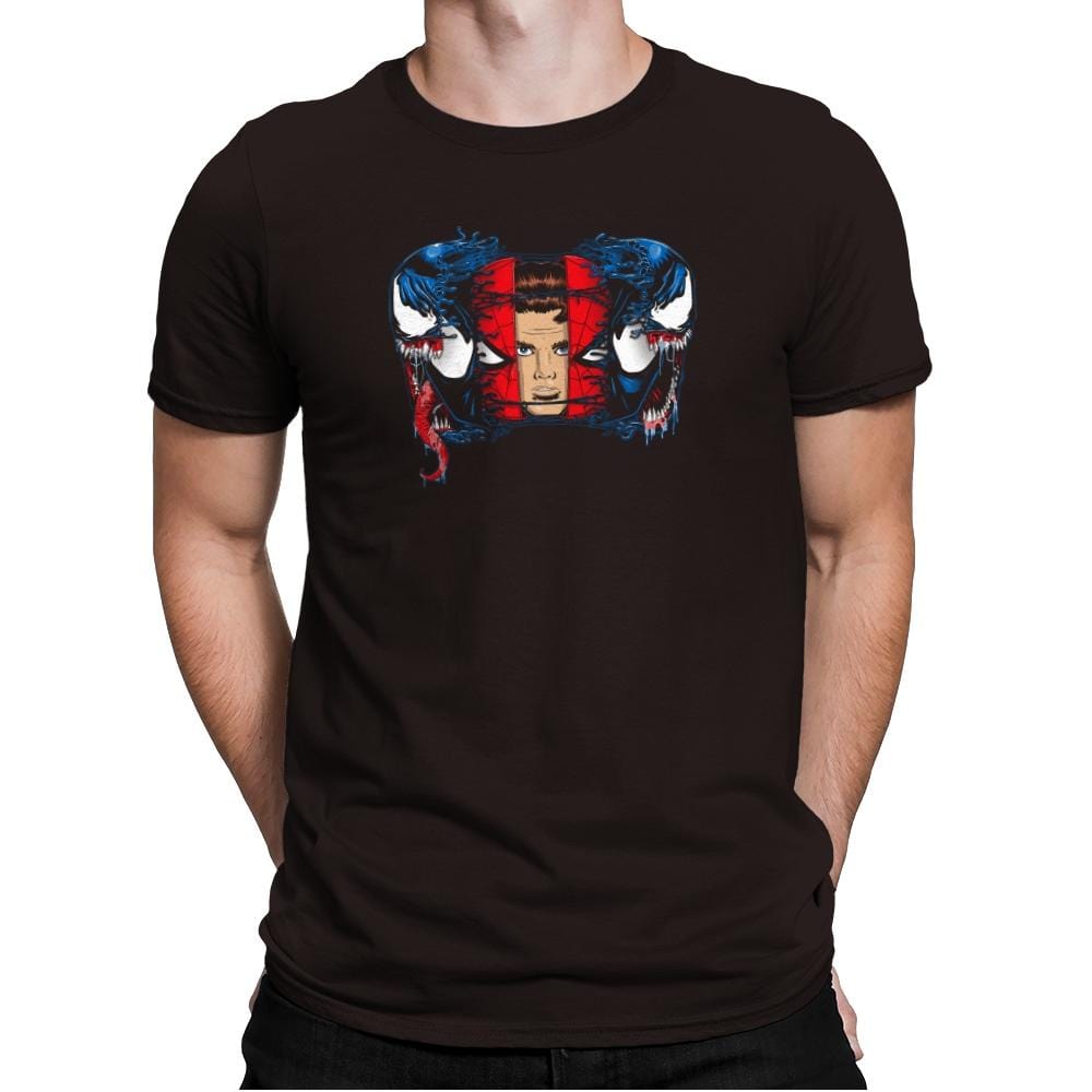 Spiders and Symbiotes Exclusive - Mens Premium T-Shirts RIPT Apparel Small / Dark Chocolate