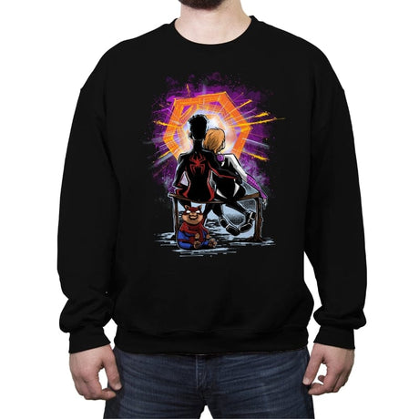 Spiders Gazing at the Moon - Crew Neck Sweatshirt Crew Neck Sweatshirt RIPT Apparel Small / Black