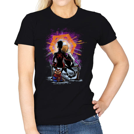 Spiders Gazing at the Moon - Womens T-Shirts RIPT Apparel Small / Black