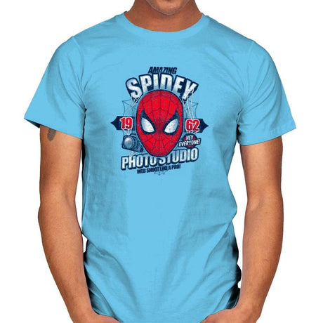 Spidey Photo Studio Exclusive - Mens T-Shirts RIPT Apparel Small / Sky