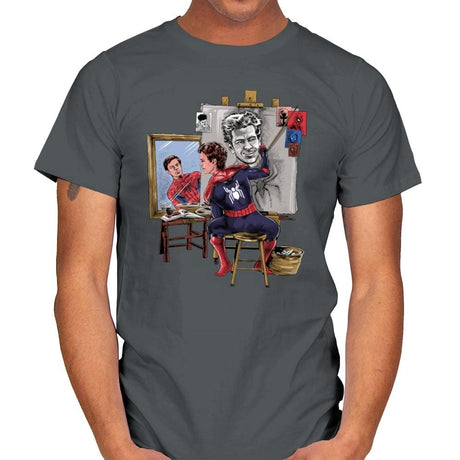 Spidey Triple Self-Portrait - Mens T-Shirts RIPT Apparel Small / Charcoal