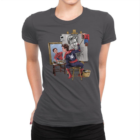 Spidey Triple Self-Portrait - Womens Premium T-Shirts RIPT Apparel Small / Heavy Metal