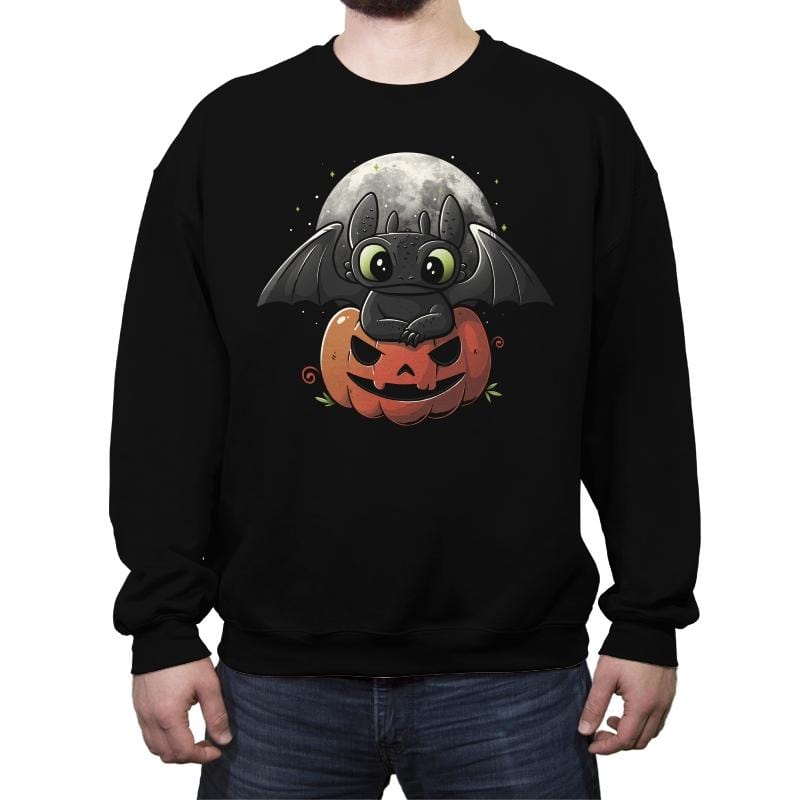 Spooky Dragon - Crew Neck Sweatshirt Crew Neck Sweatshirt RIPT Apparel Small / Black