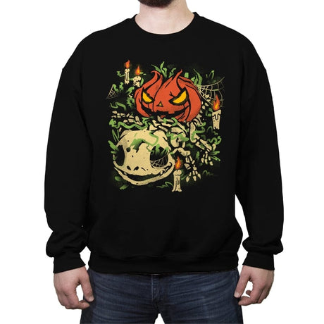 Spooky Grass Fossils - Crew Neck Sweatshirt Crew Neck Sweatshirt RIPT Apparel Small / Black