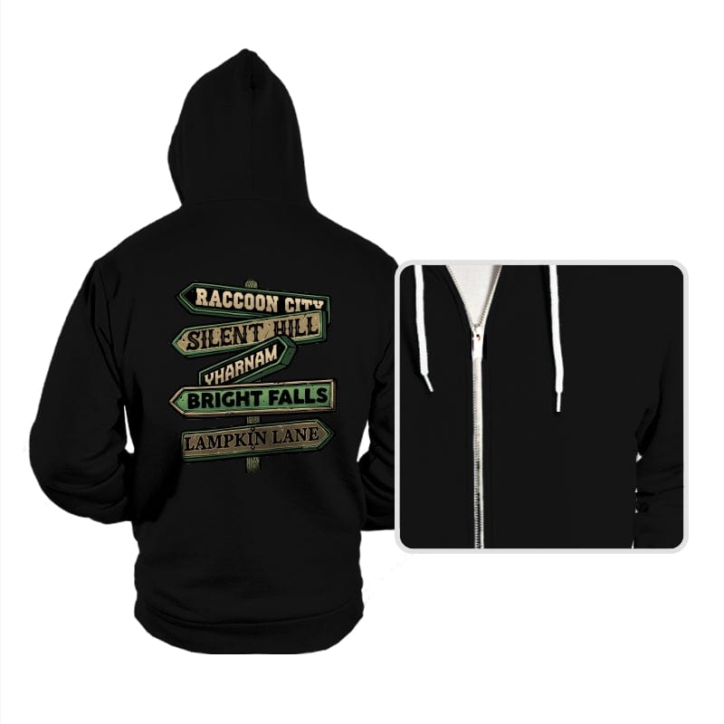 Spooky Towns - Hoodies Hoodies RIPT Apparel Small / Black