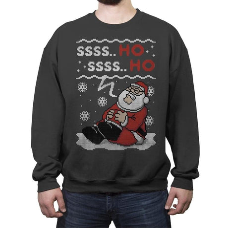 Ssss Ho! - Ugly Holiday - Crew Neck Sweatshirt Crew Neck Sweatshirt RIPT Apparel Small / Charcoal