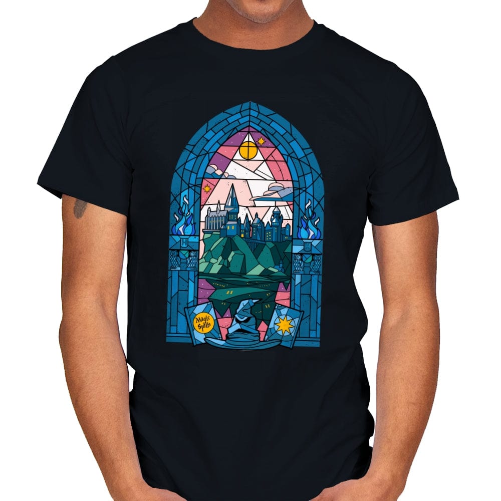 Stained Glass Castle - Mens T-Shirts RIPT Apparel Small / Black