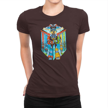 Stained Glass Defender Exclusive - Womens Premium T-Shirts RIPT Apparel Small / Dark Chocolate