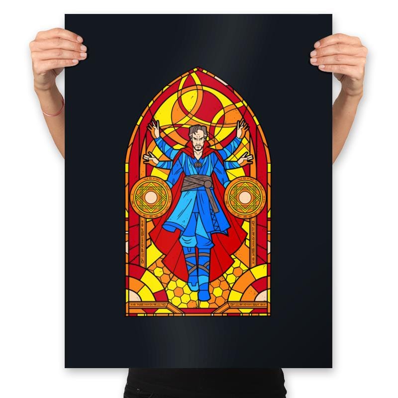 Stained Glass Sorcerer - Prints Posters RIPT Apparel 18x24 / Black