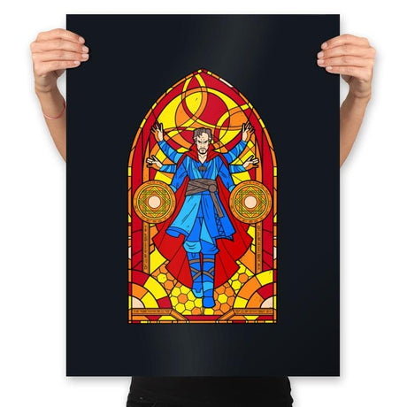 Stained Glass Sorcerer - Prints Posters RIPT Apparel 18x24 / Black