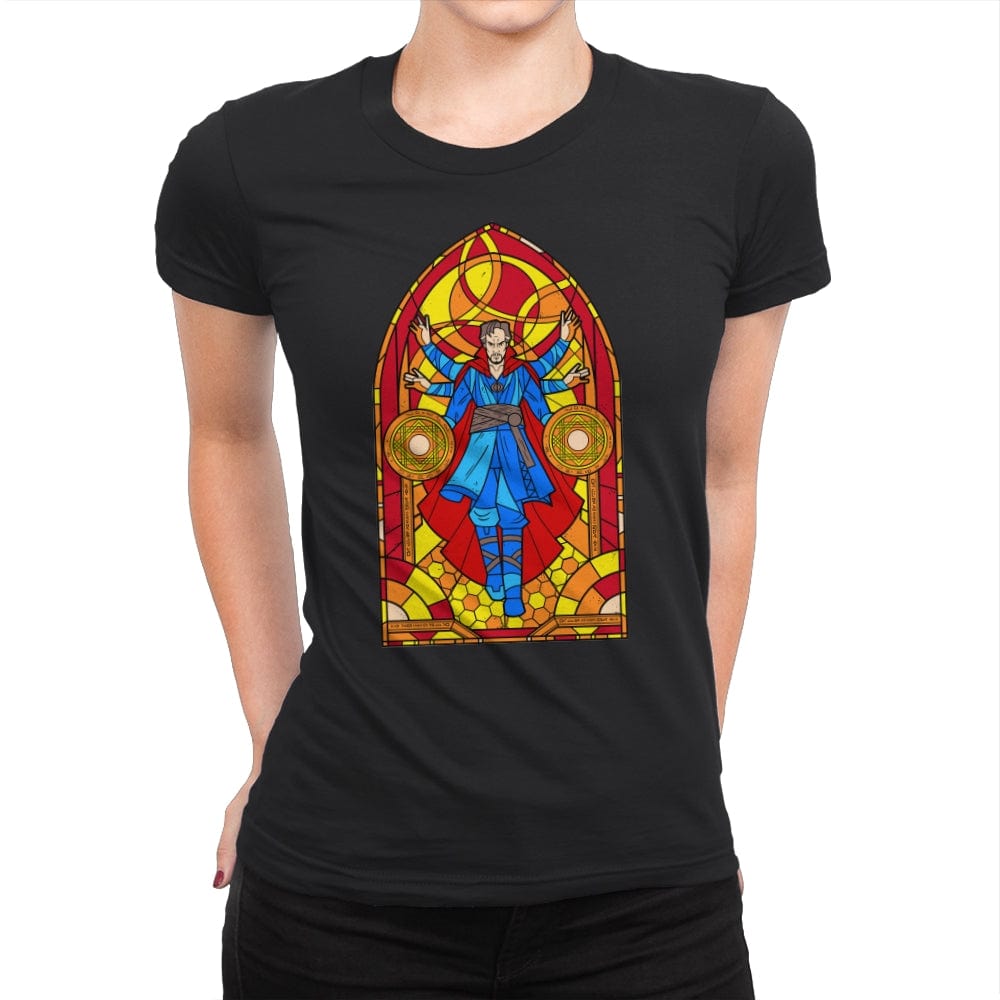 Stained Glass Sorcerer - Womens Premium T-Shirts RIPT Apparel Small / Black