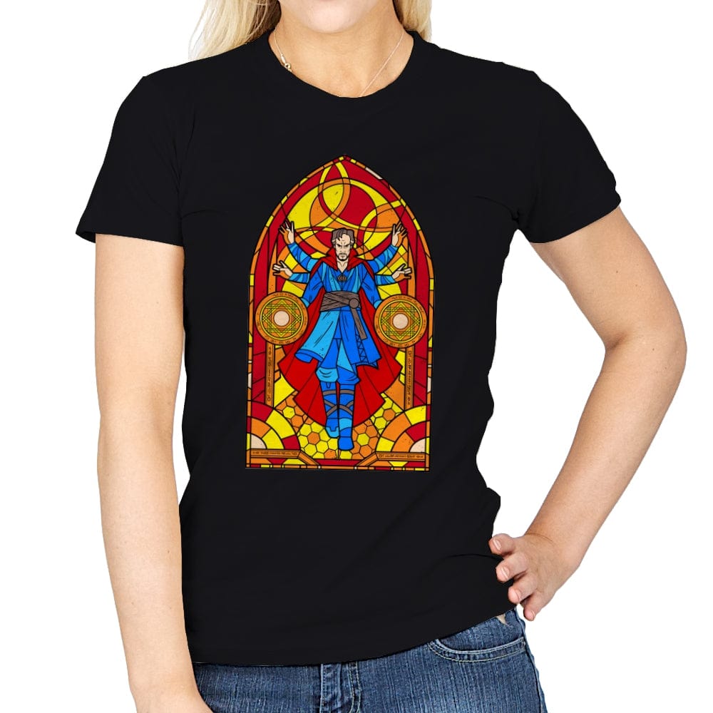 Stained Glass Sorcerer - Womens T-Shirts RIPT Apparel Small / Black