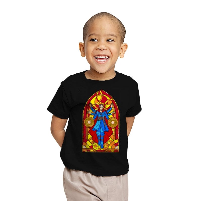 Stained Glass Sorcerer - Youth T-Shirts RIPT Apparel X-small / Black