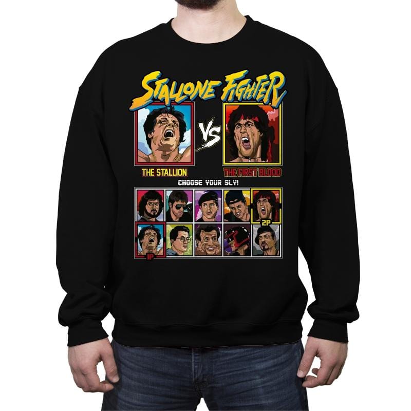 Stallone Fighter - Crew Neck Sweatshirt Crew Neck Sweatshirt RIPT Apparel Small / Black