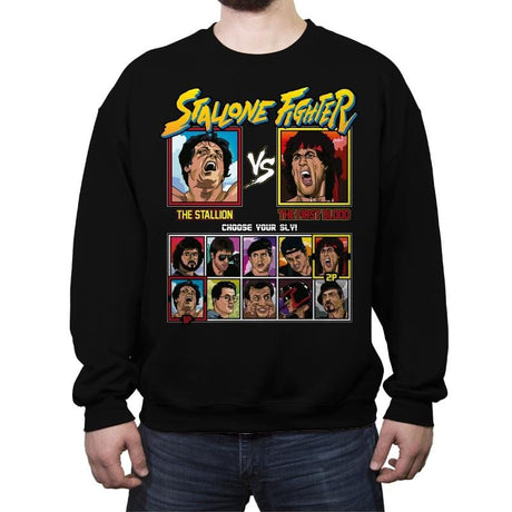 Stallone Fighter - Crew Neck Sweatshirt Crew Neck Sweatshirt RIPT Apparel Small / Black