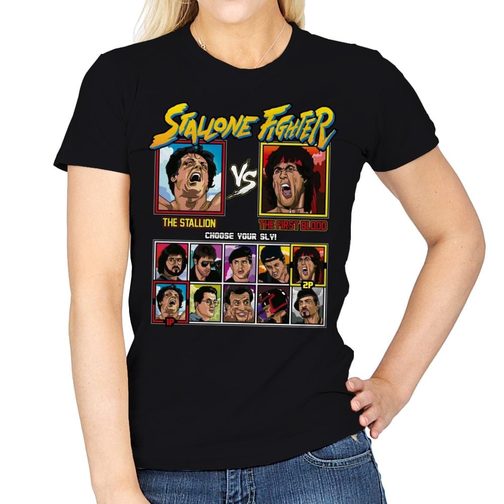 Stallone Fighter - Womens T-Shirts RIPT Apparel Small / Black