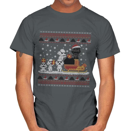 Star Christmas - Ugly Holiday - Mens T-Shirts RIPT Apparel Small / Charcoal