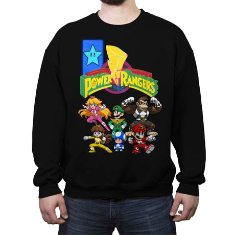 Star Power Rangers - Crew Neck Sweatshirt Crew Neck Sweatshirt RIPT Apparel Small / Black